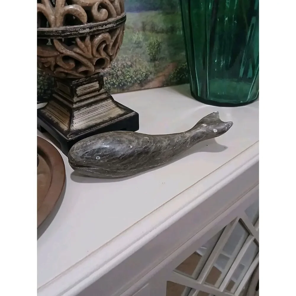 1960s Artist Dimu Soapstone Whale Carved‎ Stone Sculpture Figurine Collectible